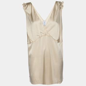 Z from Zenobia Metallic Beige Stretch Silk Sleeveless Camisole XL