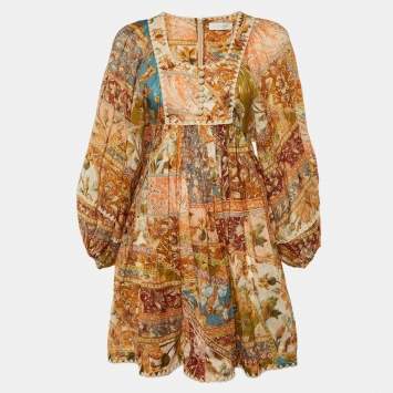 Pre Owned Zimmermann Multicolor Chintz Print Ramie Billow Mini Dress S