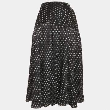 Zimmermann Black Polka Dots Synthetic Pleated Midi Skirt M