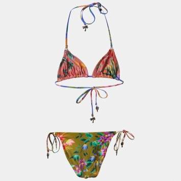 Pre Owned Zimmermann Multicolor All-Over Print Nylon Tropicana Bikini S