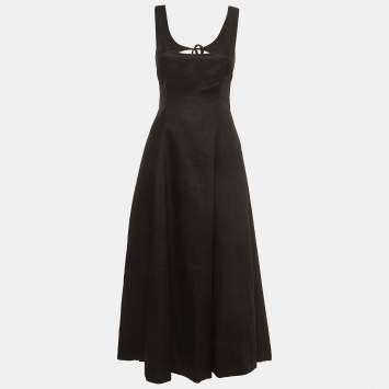Pre Owned Zimmermann Black Linen Open-Back Midi Dress L