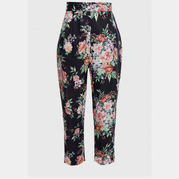 Pre Owned Zimmermann Black Floral Linen Tapered Pants S