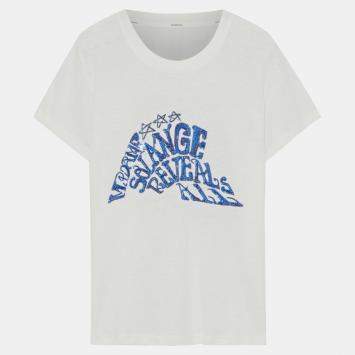 Pre Owned Zimmermann Ivory Linen Lucky Sequin T-Shirt M (SIZE 2)
