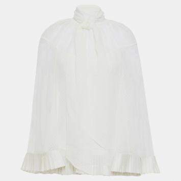 Pre Owned Zimmermann White Dotted Chiffon Blouse L