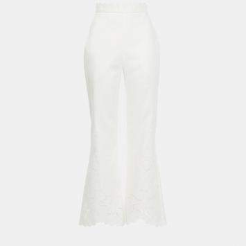Pre Owned Zimmermann White Linen Scalloped Pants M (2)