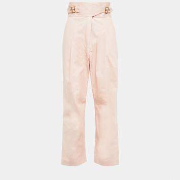 Pre Owned Zimmermann Pink Gabardine Buckle Pants Size M (2) 