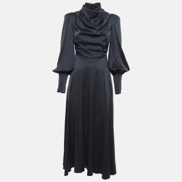 Pre Owned Zimmermann Black Satin Cowl Neck Maxi Dress S