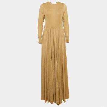 Pre Owned Zimmermann Gold Lurex Knit Maxi Dress XL