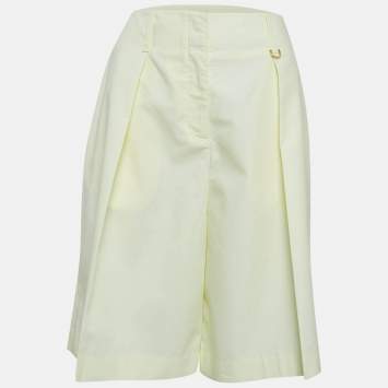 Pre Owned Zimmermann Yellow Cotton Pleated Shorts L
