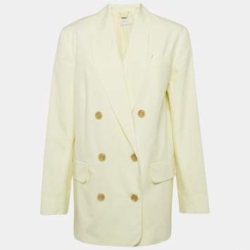 Pre Owned Zimmermann Yellow Cotton Double Breasted Blazer S