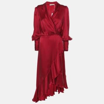 مملوكة مسبقًا Zimmermann Pink Silk Belted Maxi Dress S