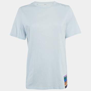 Pre Owned Zimmermann Blue Logo Applique Jersey T-Shirt M