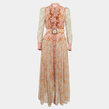 Pre Owned Zimmermann Multicolor Floral Print Button Front Maxi Dress XS