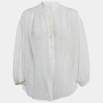 Pre Owned Zimmermann White Crinkle Cotton Voile Loose Fit Shirt M