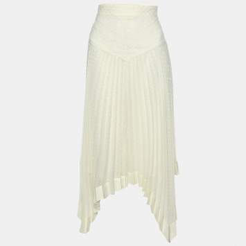 Pre Owned Zimmermann Cream Espionage Sunburst Pleated Lace Skirt L