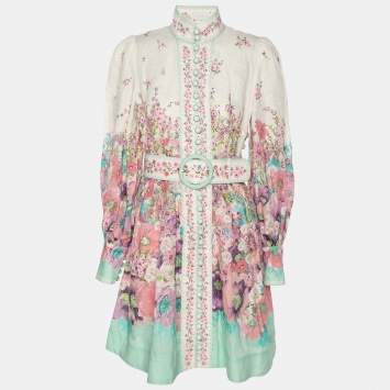 Pre Owned Zimmermann Multicolor Lenin Print Jude Buttoned Mini Dress XS