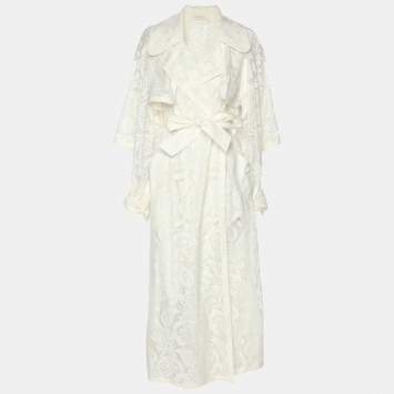 Pre Owned Zimmermann White Lace Wonderland Trench Coat XS