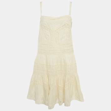 Pre Owned Zimmermann Cream Lace Halliday Mini  Dress L