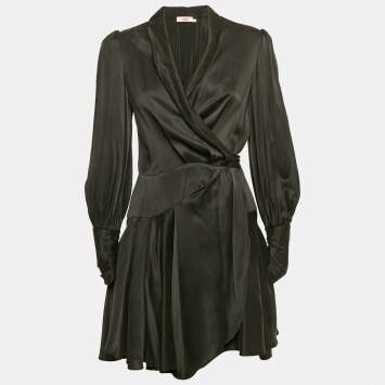 Pre Owned Zimmermann Black Silk Wrap Mini Dress S