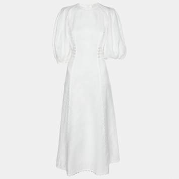 Pre Owned Zimmermann White Linen Maxi Dress M