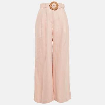 Zimmermann Pink Linen Belted Flared Trousers M