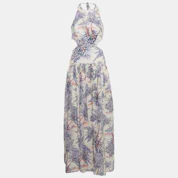 Zimmermann Beige Floral Print Linen Belted Jumpsuit S