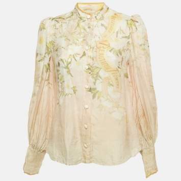 Zimmermann Cream Printed Linen & Silk Top S