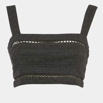 مملوكة مسبقًا ```json
{"name": "Zimmermann Black Embroidered Cotton Sleeveless Crop Top M", "name_ar": "توب زيمرمان قطن أسود مطرز بدون أكمام قصير مقاس متوسط (ميديوم)"}
```