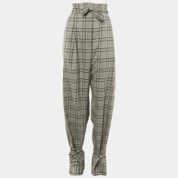Pre Owned Zimmerman Black /Grey Checkered Print Wool Trousers L