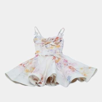 Pre Owned Zimmermann Pink Linen Crush Twist-Front Mini Dress XS