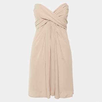 Pre Owned Zimmermann Peach Silk Strapless Mini Dress M