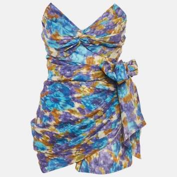 Pre Owned Zimmermann Blue Printed High Tide Playsuit S