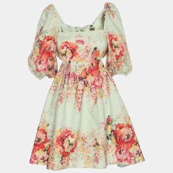 Pre Owned Zimmermann Multicolor Printed Linen Dress M