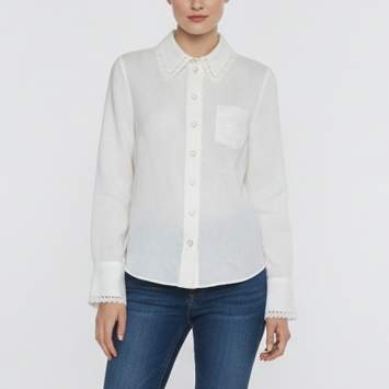 Pre Owned Zimmermann White Ramine Lace Trim Shirt M 