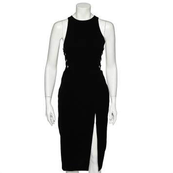 مملوكة مسبقًا Zimmermann Black Textured Side Lace-up Sleeveless Sheath Dress M