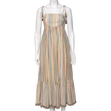 مملوكة مسبقًا Zimmermann Multicolored Lurex Rainbow Striped Cotton Juniper Dress M