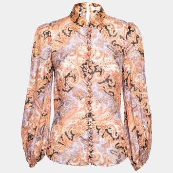 Pre Owned Zimmermann Multicolor Paisley Printed Ramie Voile Blouse S