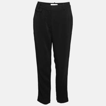 Pre Owned Zimmermann Black Crepe Velvet Trim Detail Tapered Trousers M