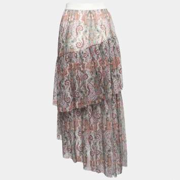 Pre Owned Zimmermann Multicolor Paisley Printed Silk Asymmetrical Skirt M