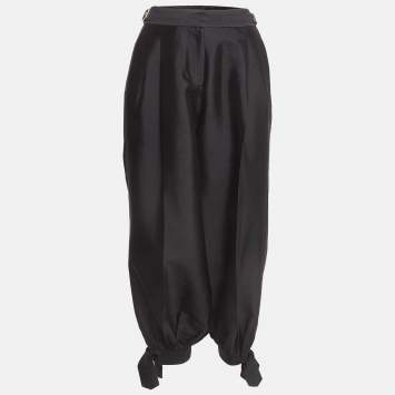 Pre Owned Zimmermann Black Silk Trim Gabardine Slouchy Trousers M