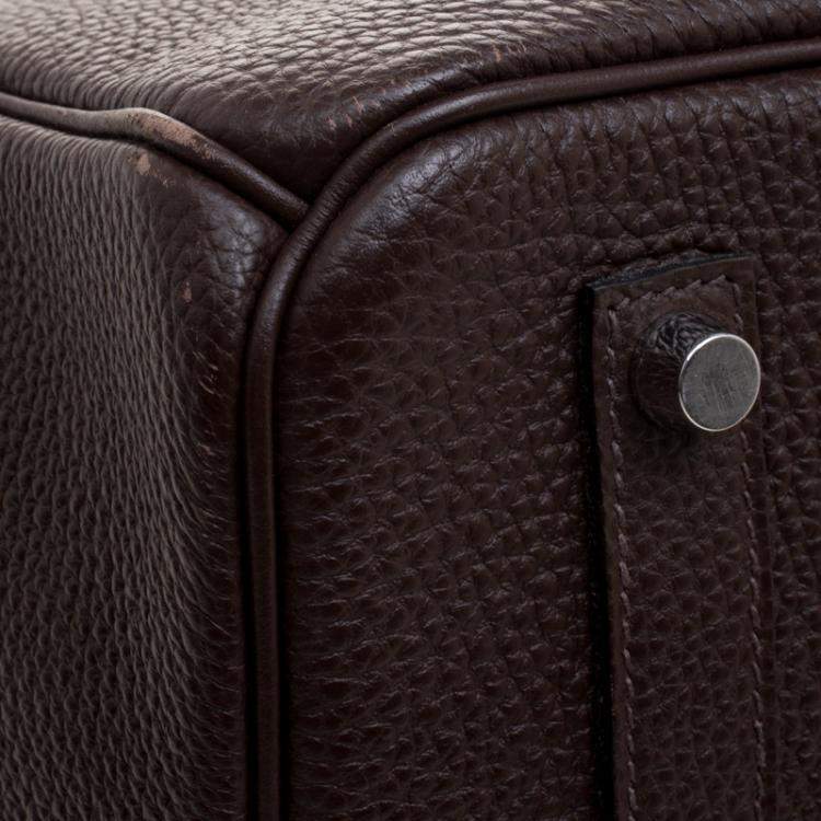 Pre Owned Hermes Cacao Togo Leather Palladium Hardware Birkin 35 Bag