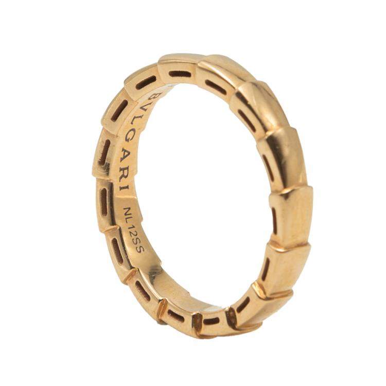 Pre Owned Bvlgari Serpenti Viper Rose Gold Wedding Band Ring Size 57