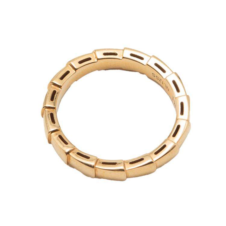 Pre Owned Bvlgari Serpenti Viper Rose Gold Wedding Band Ring Size 57