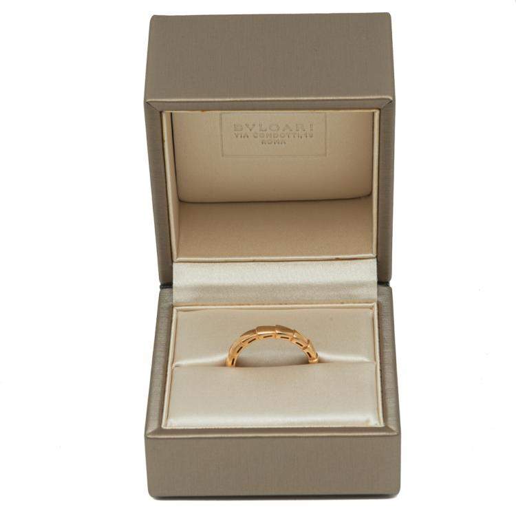 Pre Owned Bvlgari Serpenti Viper Rose Gold Wedding Band Ring Size 57