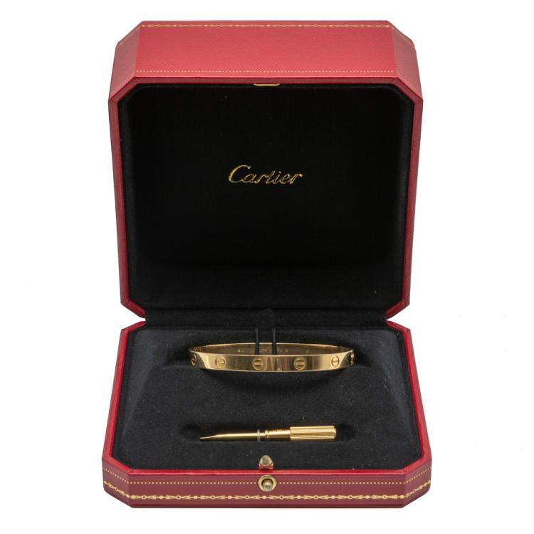 Pre Owned Cartier Love Yellow Gold Bracelet Size 18
