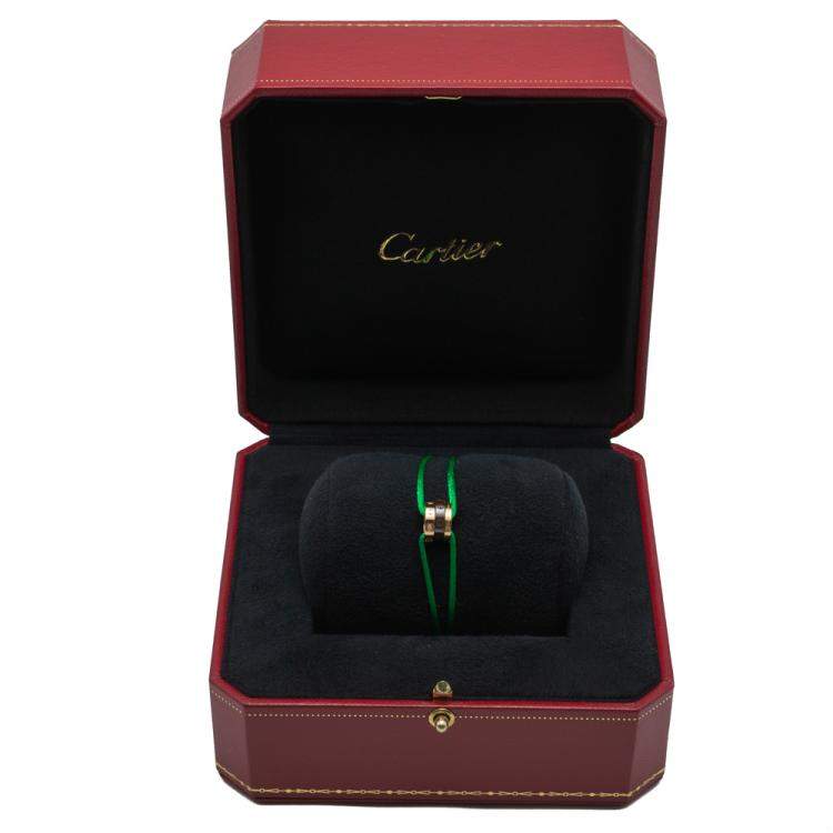 Pre Owned Cartier Love Ceramic Rose & Yellow Gold Diamond Bracelet on Cord