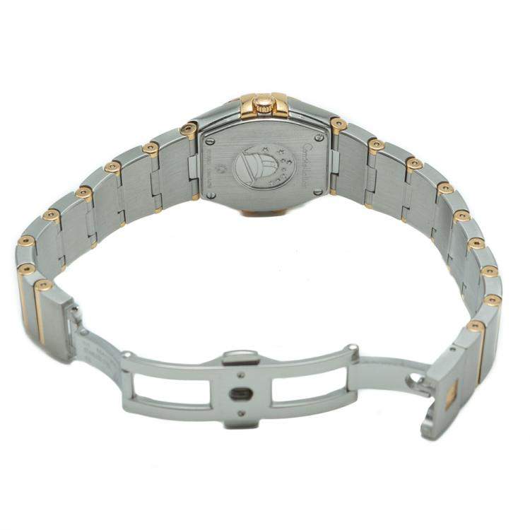 Pre Owned Omega Constellation White Mother of Pearl Dial Steel & Yellow Gold Women's Watch 24 MM