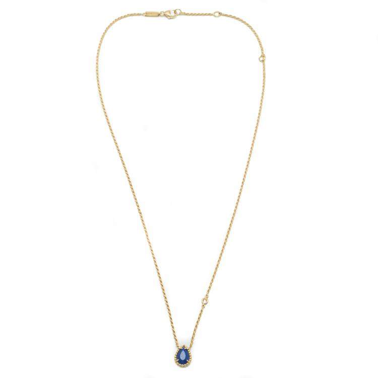 Pre Owned Boucheron Serpent Boheme XS Lapis Lazuli Yellow Gold Diamond Necklace