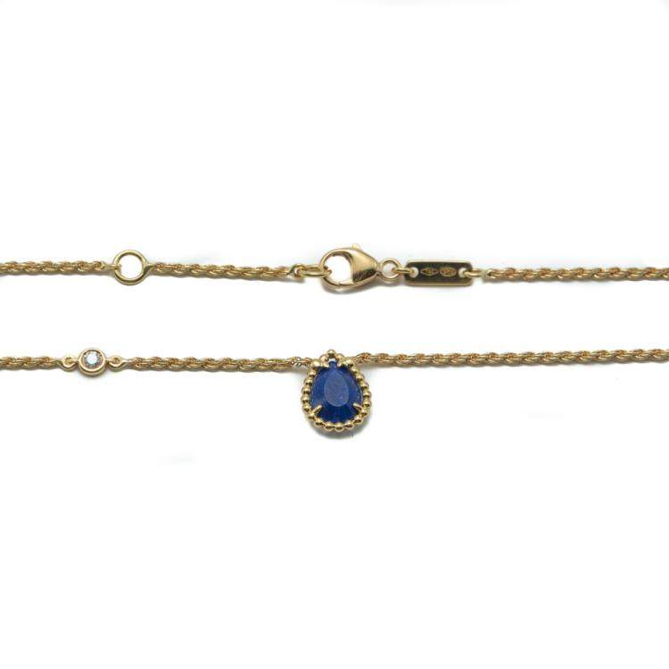 Pre Owned Boucheron Serpent Boheme XS Lapis Lazuli Yellow Gold Diamond Necklace