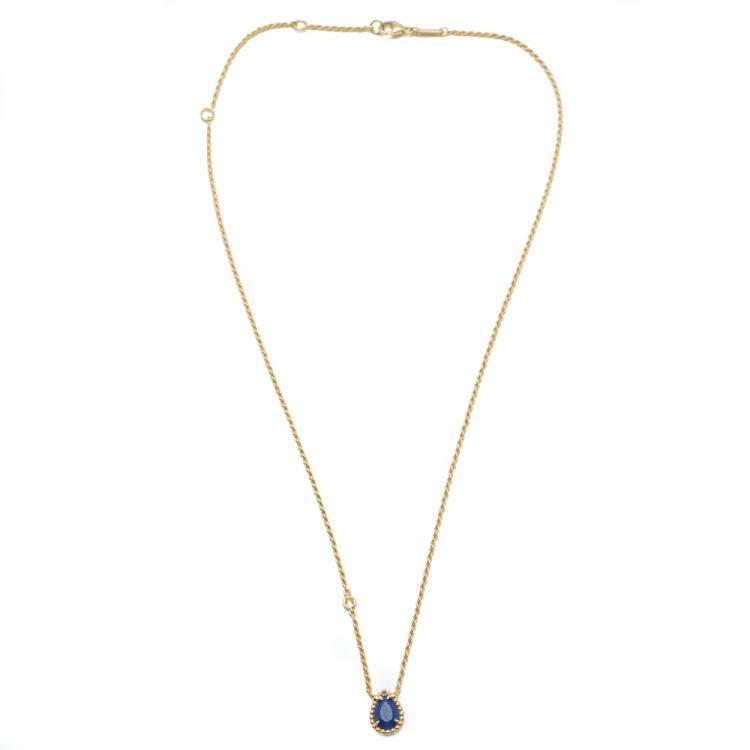 Pre Owned Boucheron Serpent Boheme XS Lapis Lazuli Yellow Gold Diamond Necklace